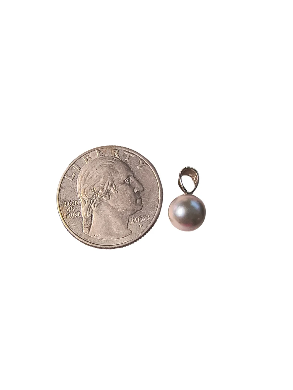 Pearl Factory Fine Classic Light Grey Pearl Pendant in 14K White Gold